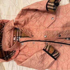 Burberry Tan Quilted Jacket with Plaid Interior
